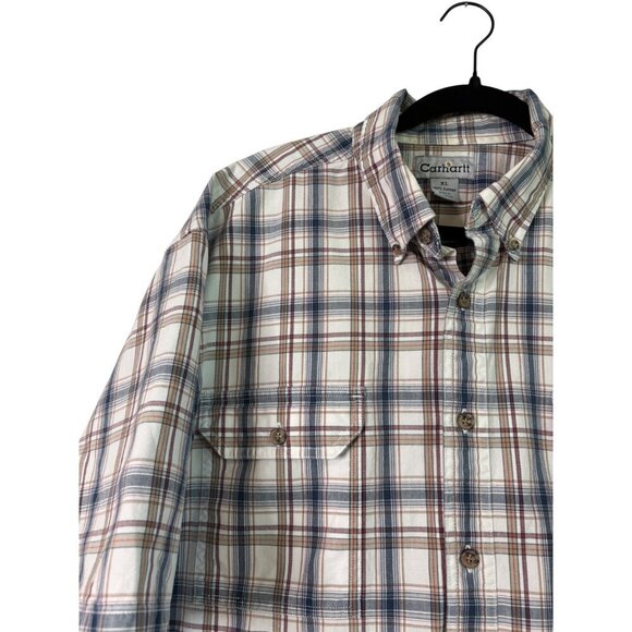 Carhartt Men's 100% Cotton Casual Button Down Short Sleeve Plaid Shirt Size XL - Picture 3 of 12
